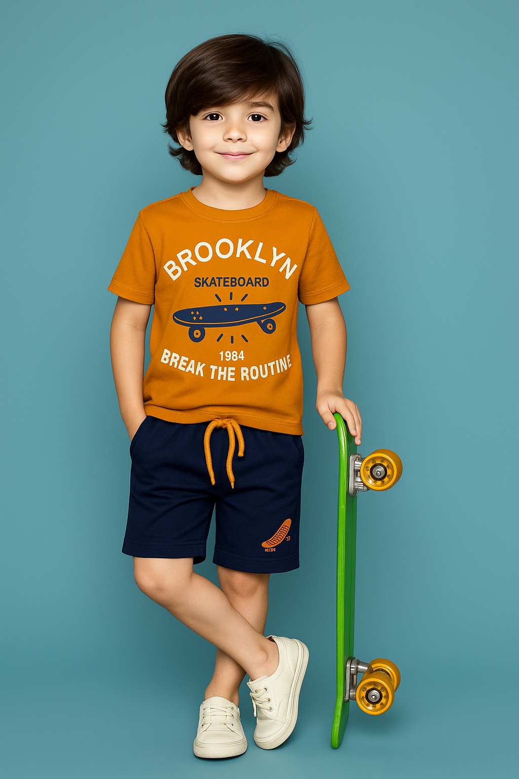 BOYS SHIRT SHORT SUMMER SET-Brown
