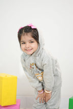 Plush-Camera on Flowers Fleece Sweat Set Grey