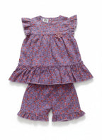 MINI AURA Girls Frock and Short (Floral Print) – Purple