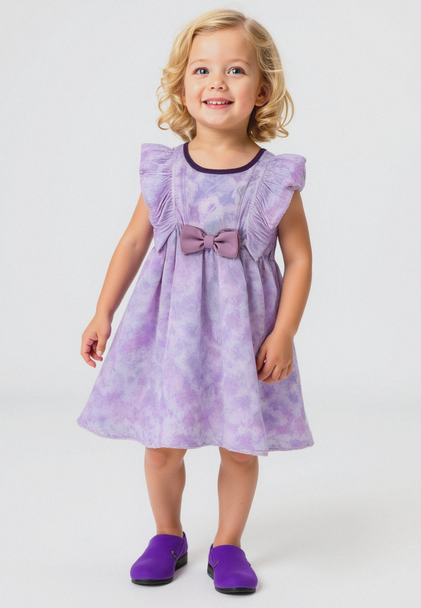 PLUSH-Premium Girls Casual Frocks Purple
