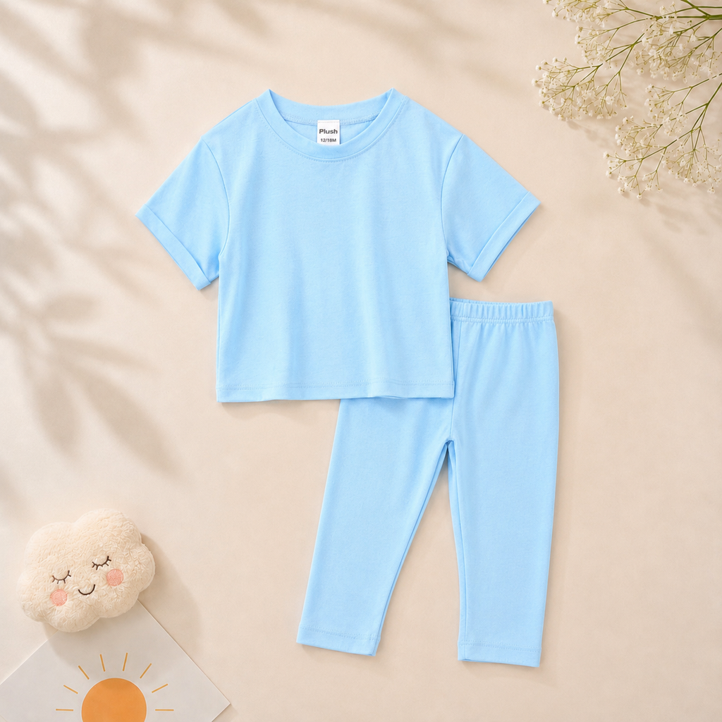 Plush- Everyday Drop Shoulder Co-ord Set in Light blue