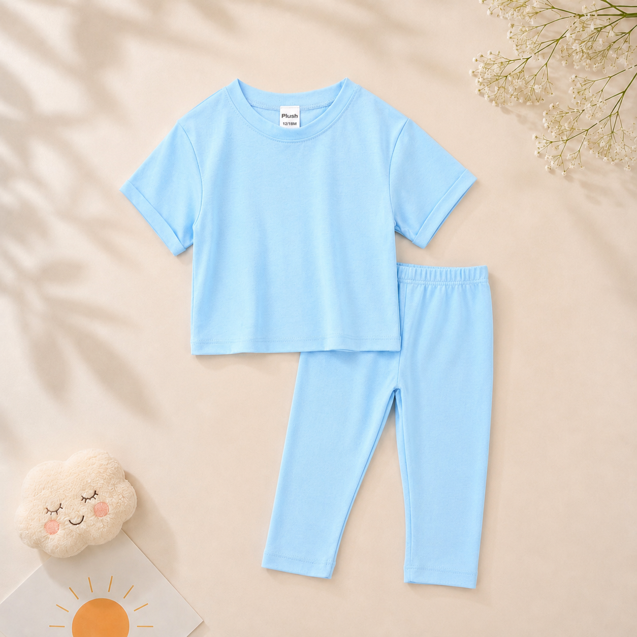 Plush- Everyday Drop Shoulder Co-ord Set in Light blue