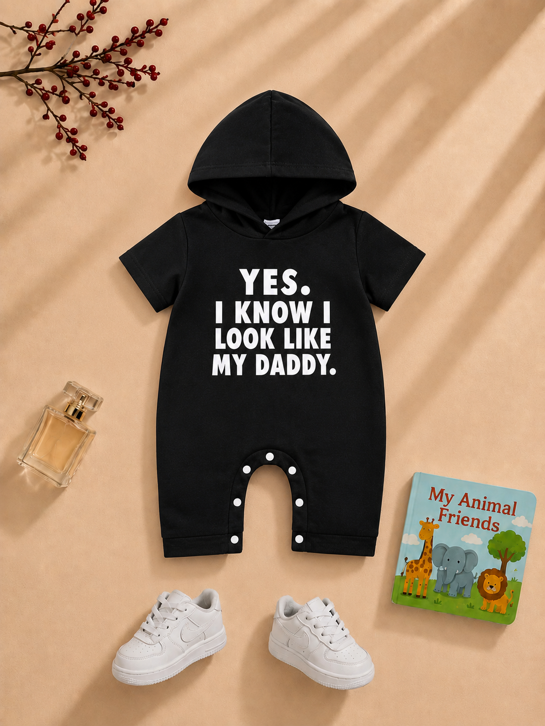 Plush-Printed Rompers - Black