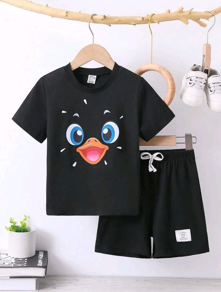 Plush-Nifty Basics Premium Short & Shirt Set - Black