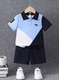 Shirt and Short Set - White/Blue Polo