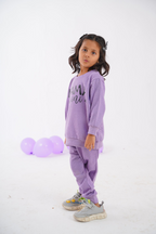 Plush Round Neck - Mama's Mini Fleece Basic Set Purple