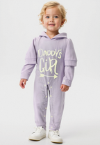 Plush-Hoodie Romper - Daddys girl in lavender