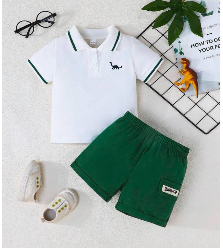 Shirt and Short Set - White Polo