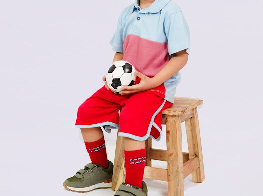 Plush-Baby Plaid Polo Shirt & Shorts-Red-Blue