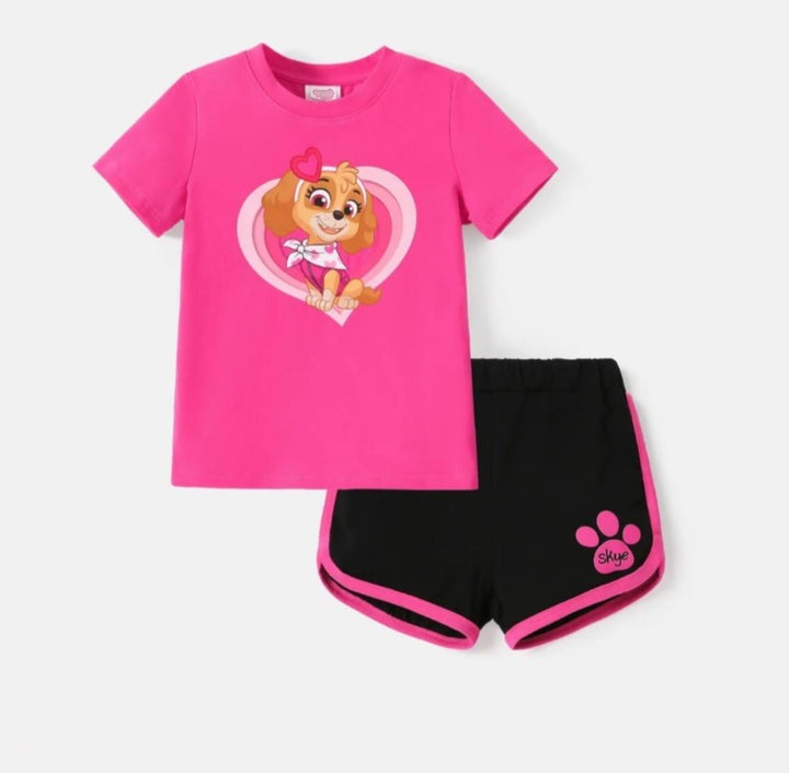 Plush-Nifty Basics - Puppy Love in Pink & Black Contrast with Shorts