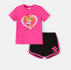 Plush-Nifty Basics - Puppy Love in Pink & Black Contrast with Shorts