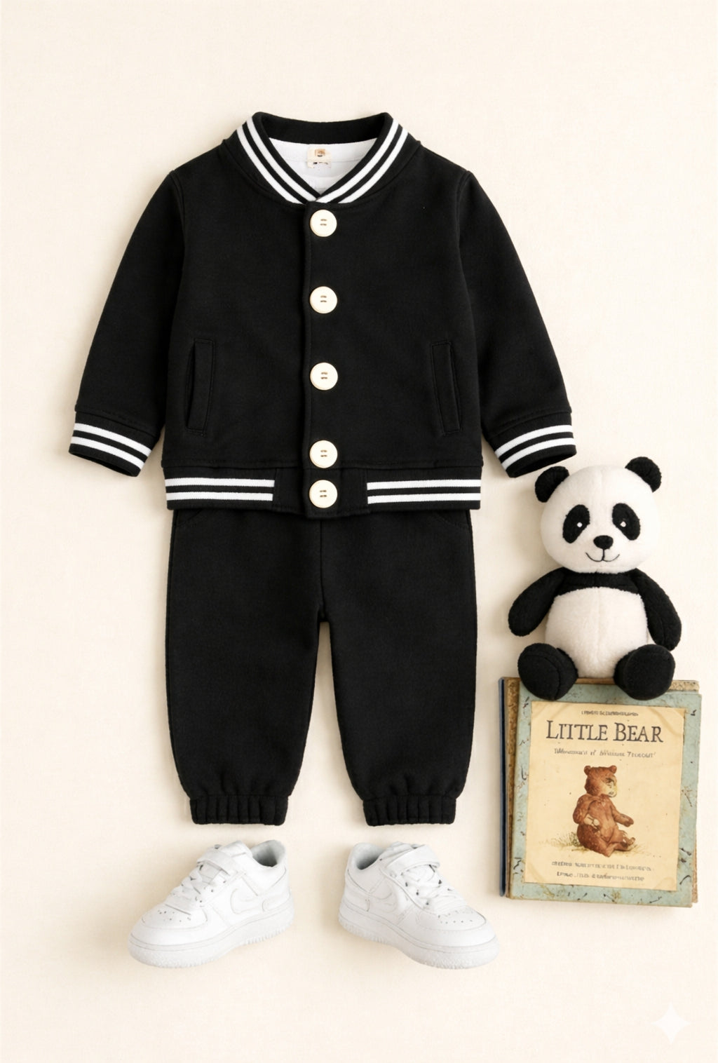 PLUSH-Varsity Style Black Jacket with Trousers