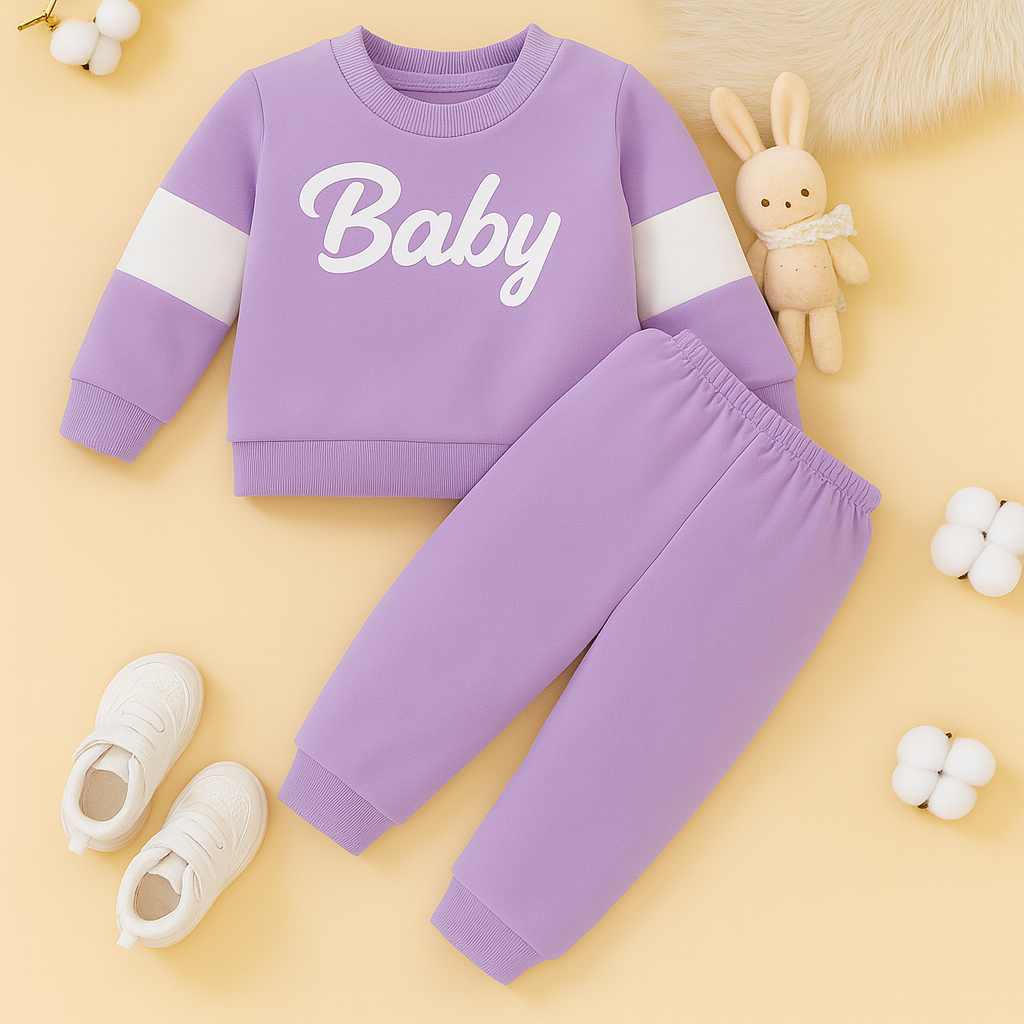 Plush  Fleece Shirt & Trouser - Baby in Purple