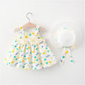 Baby Girl 2PCS ALL OVER PRINT SLEEVELESS DRESS WITH HAT