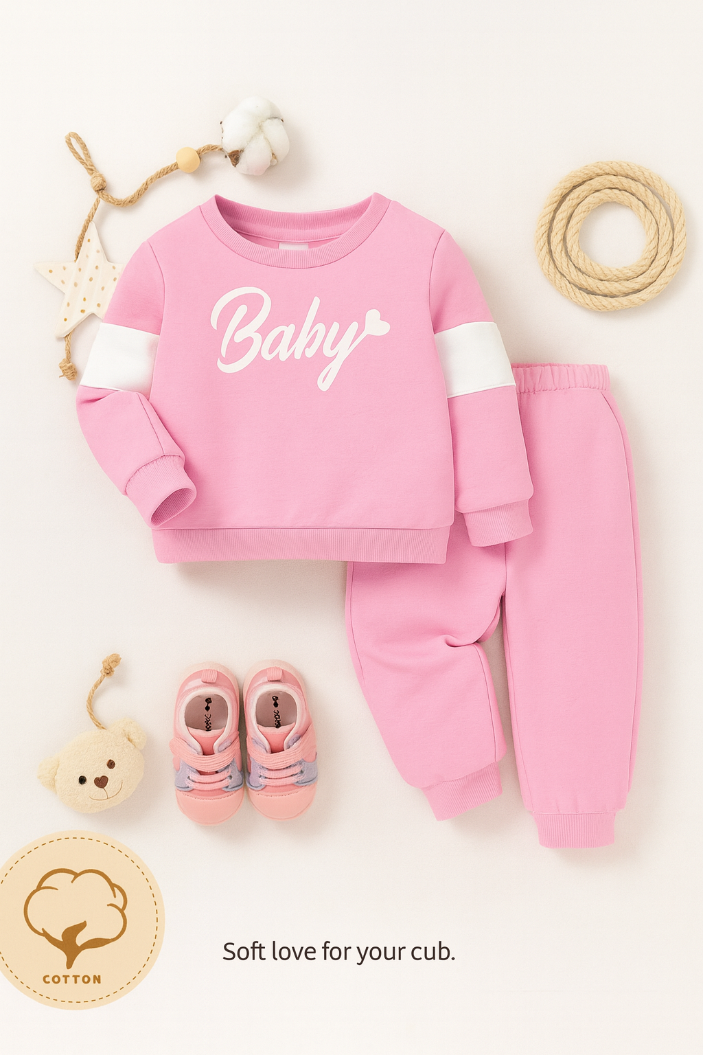 Plush Fleece Shirt & Trouser - Baby in Pink