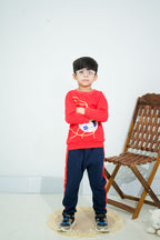 Plush -  Fleece Shirt & Trouser - Football in red