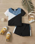 Shirt and Short Set - Blue Contrast Triangles