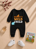 Plush-Printed Rompers - Wild Child - Black