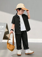 PLUSH-PREMIUM BASICS CASUAL WEAR P/J SET IN BLACK