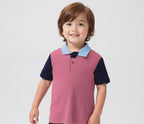 Plush-Baby Plaid Polo Shirt & Shorts-Pink-Blue