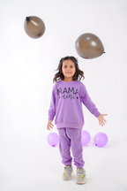 Plush Round Neck - Mama's Mini Fleece Basic Set Purple