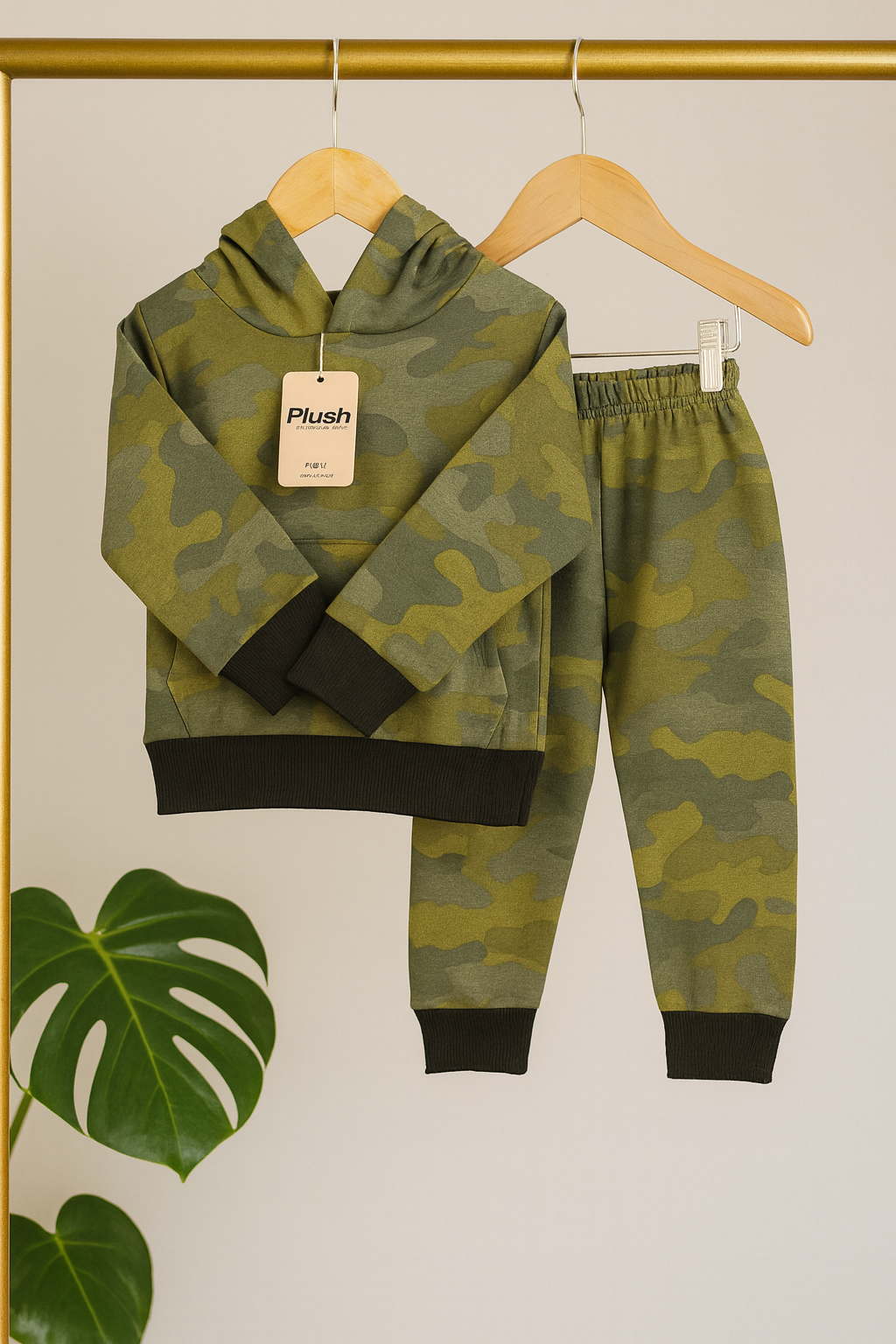 Plush - Hoodied Fleece Shirt & Trouser - Camouflage Green
