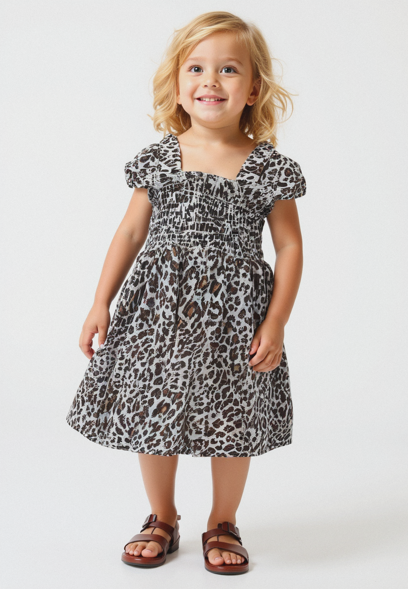 PLUSH-Summer Frock - Black Cheetah Print