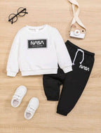 Sweatshirt Trousers Set - Nasa in Black and White Contrast