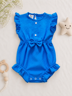 MINI AURA Girls Textured Frill Romper ( Plain ) – Royal Blue