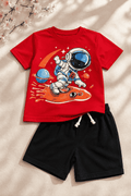 Boys Red & Black Space Explorer T-Shirt & Shorts Set