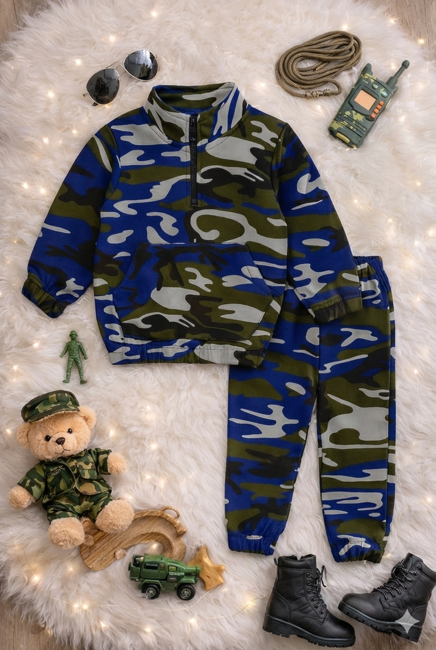 Plush -  Fleece Shirt & Trouser - Camouflage Blue
