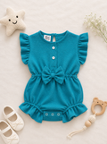 MINI AURA Girls Textured Frill Romper ( Plain ) – Green
