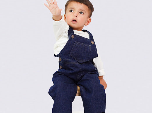 Plush-Denim Romper with Inner Shirt