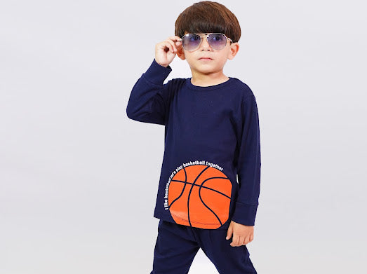 Plush-Premium Basics Casual Wear P/J Set Dark Blue