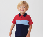 Plush-Baby Plaid Polo Shirt & Shorts-Red-Blue