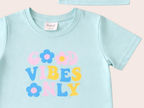 Nifty Basics Girls T-Shirt and Shorts Set (Good Vibes Only) – Mint Green