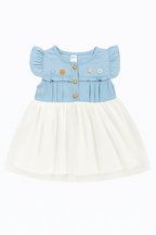 Toddler Girl Cute Princess Denim Mesh Spliced Dress