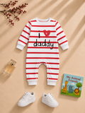 Plush-Printed Rompers - White - I love Daddy