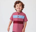 Plush-Baby Plaid Polo Shirt & Shorts-Blue-Red-Pink