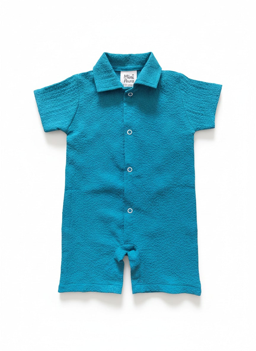 MINI AURA Boys Textured Romper – Green