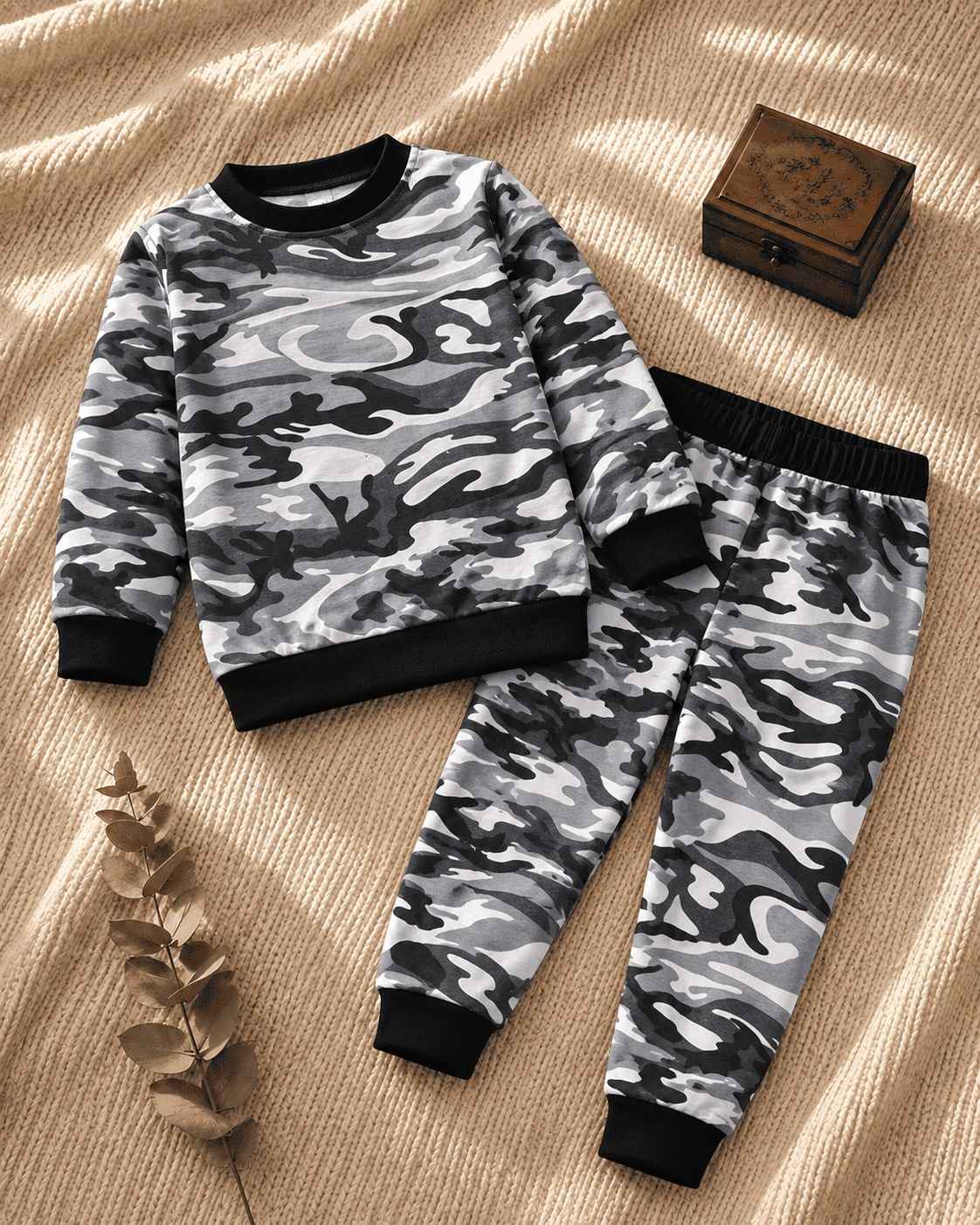 Plush -  Fleece Shirt & Trouser - Camouflage Grey