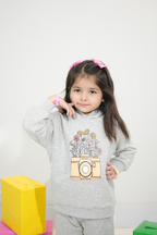 Plush-Camera on Flowers Fleece Sweat Set Grey