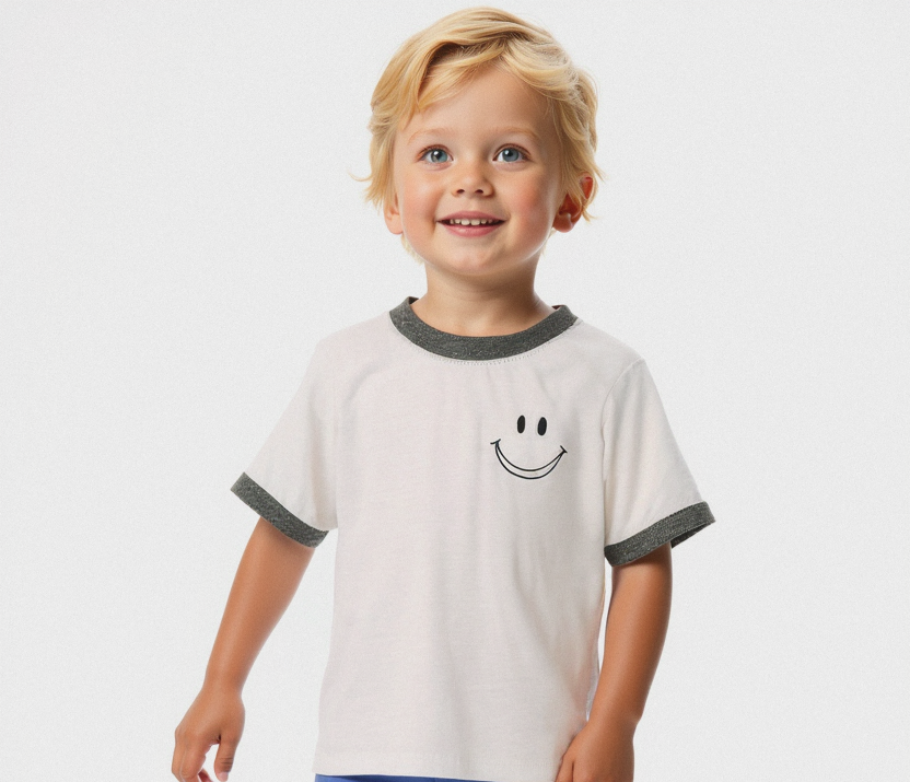 Plush-Summer Short and Shirt Set - White Smiley