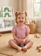 Mini Aura Girls Top and Shorts Set (Mini Floral Bow) – Pink