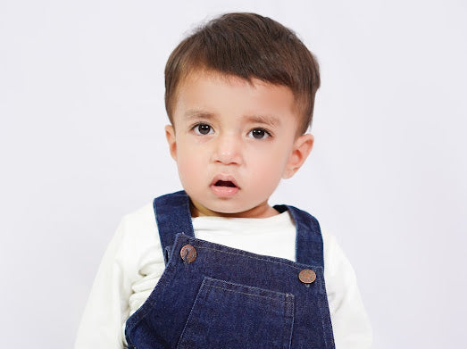 Plush-Denim Romper with Inner Shirt