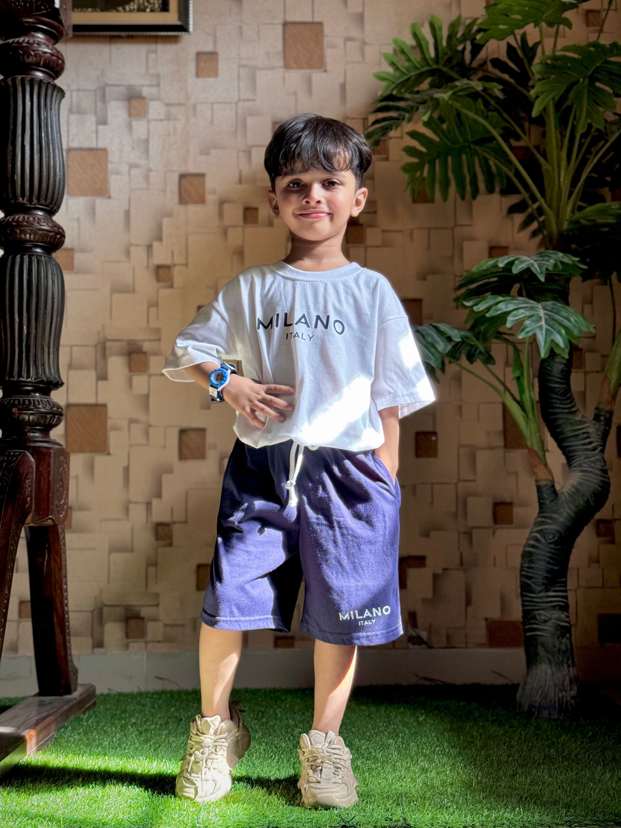 Boys White & Navy 