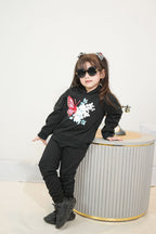Plush-Hoodie Style - Butterfly Theme Fleece Sweat Set