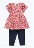 Matalan - Girls Floral Dress & Leggings Set - Multi