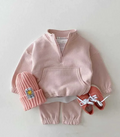 Plush Collar Style -  Fleece Basic Set Pink