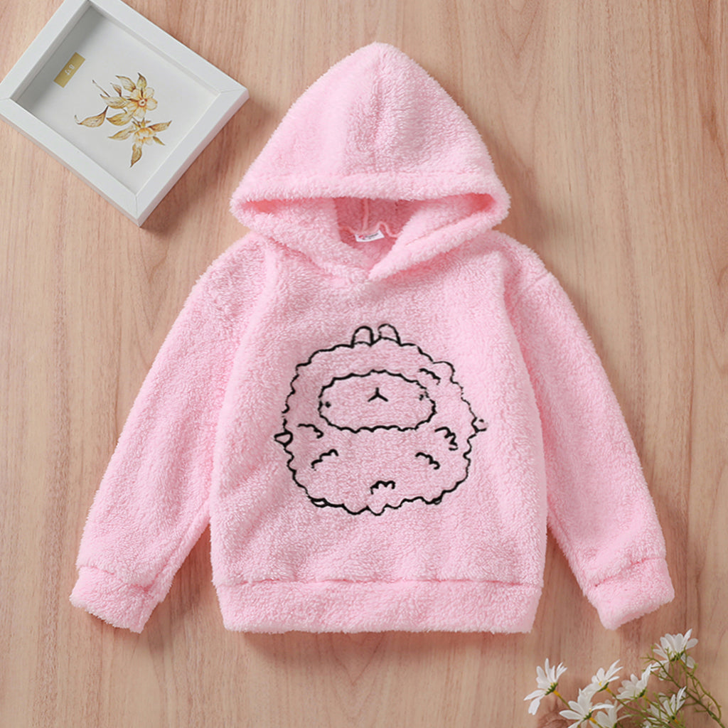 Kid Girl Animal Sheep Pattern Fuzzy Hoodie Sweatshirt – Nifty.pk